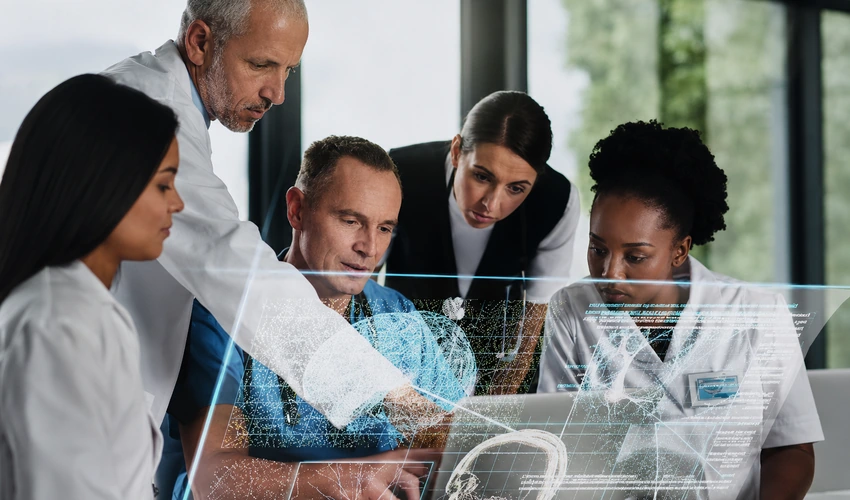 Team analysing artificial intelligence applications and machine learning systems